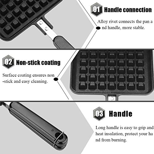 31,5 x 14 cm / 12,40 x 5,51 Zoll Antihaft-Waffeleisen, Haushaltsküche Gas Antihaft Waffeleisen Herd Pfannenform Form… – Bild 4