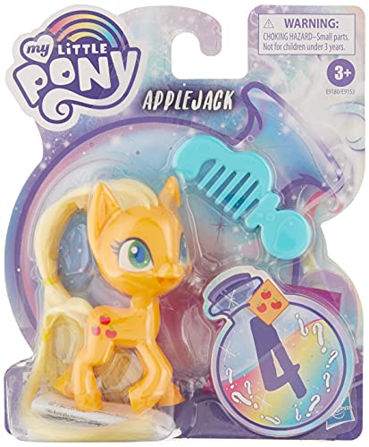 My Little Pony Applejack Potion Pony Figure -- 3-Inch Orange Pony Toy with Brushable Hair, Comb, and 4 Surprise Accessories