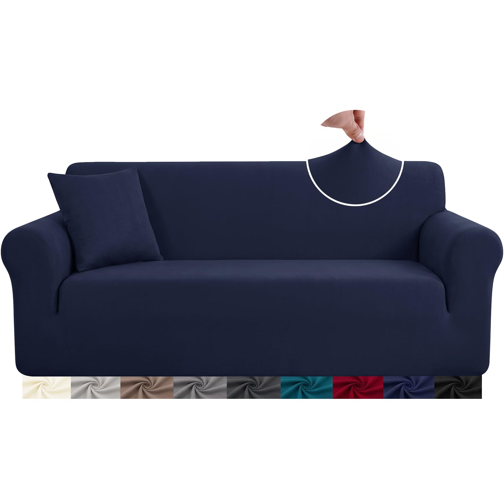 HEYOMART High Stretch Sofa Cover Blue 4 Seater Elastic Couch Slipcover