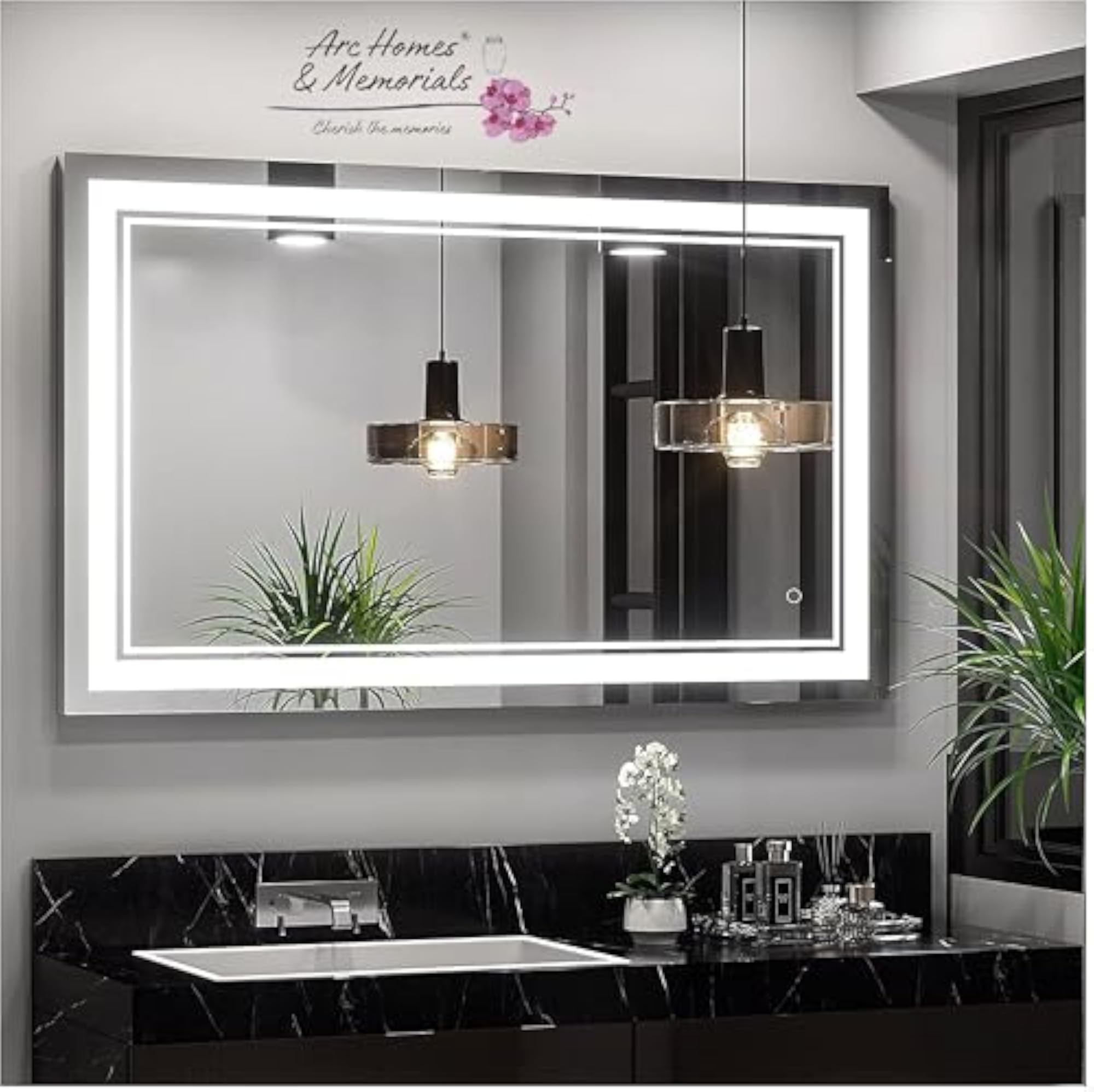 Modern Glass Wall Mounted Rectangular Backlit LED Mirror