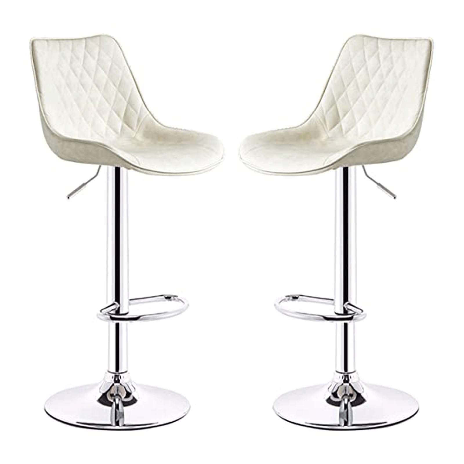 HNYJVZEVG Set of 2 Bar Stools, PU seat cushion Swivel Bar Chairs with Footrest, Height Adjustable Counter High stools Kitchen Island Chairs(Wei�)