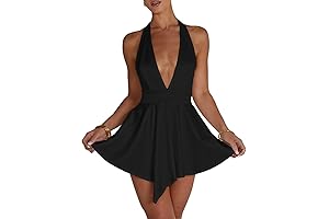 Women's Enchanting Black Deep V Dress