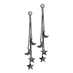 555Jewelry Stainless Steel Dangle Drop Long Celestial Moon Star Earrings for Women