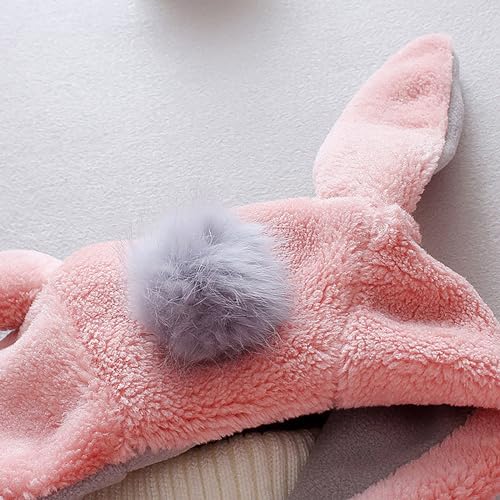 Infant Girls Hooded Plush Jacket Thicken Fleece Long Sleeve Button Bunny Coat Windproof Outerwear with Pocket2
