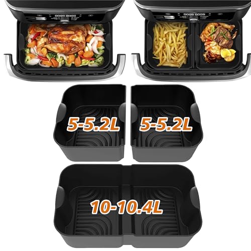 Höheres Ninja Heißluftfritteuse Zubehör für Foodi Flexdrawer 10 4 L AF500DE COSORI Heißluftfritteuse Zubehör 10L Silikonform Airfryer Zubehör für Ninja AF500EU AF500EUCP (3 Stück Schwarz)