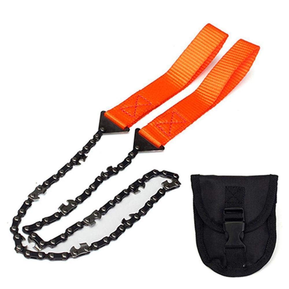 24 Inch Pocket Chainsaw Chain Rope Portable Hand Saw Folding Survival Chain Saw with Bi-Directional Teeth for Wood Cutting,Camping,Hunting,Garden Work,Field Survival,Outdoor Emergency with Bag