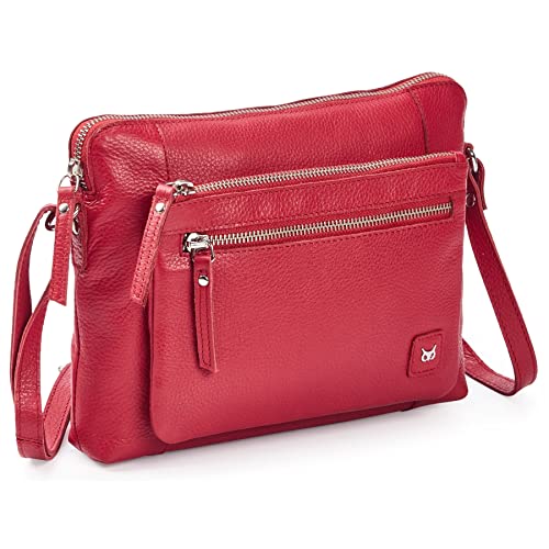 Bolso bandolera de cuero unisex con bolsillos cremallera para uso diario