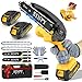 SINPY Mini Chainsaw Cordless, 6 Inch Electric Power Chain Saw with 2 Batteries & 2 Chains, Small Chainsaw with Safety Lock for Tree Trimming, Garden, Wood Cutting Gift for Men Dad Husband Fathers 2025
