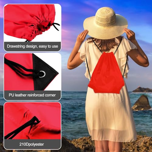 KUUQA 20Pcs Drawstring Backpack Bag Bulk Red Drawstring Bags String Backpack Sport Gym Sack Bags Foldable Storage Bag for Women Men Shopping Gym Travel Sports3