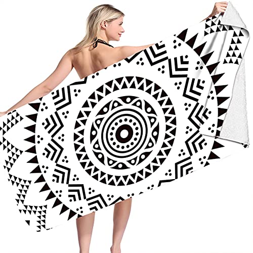 Toalla de Playa Grande Microfibra Absorbente de Secado Rápido XL XXL Toalla Deportiva Manta Fina Mandala Indio Toalla de Baño Temática Bohemia Niños Mujeres Hombres (Color 2,75x150 cm)