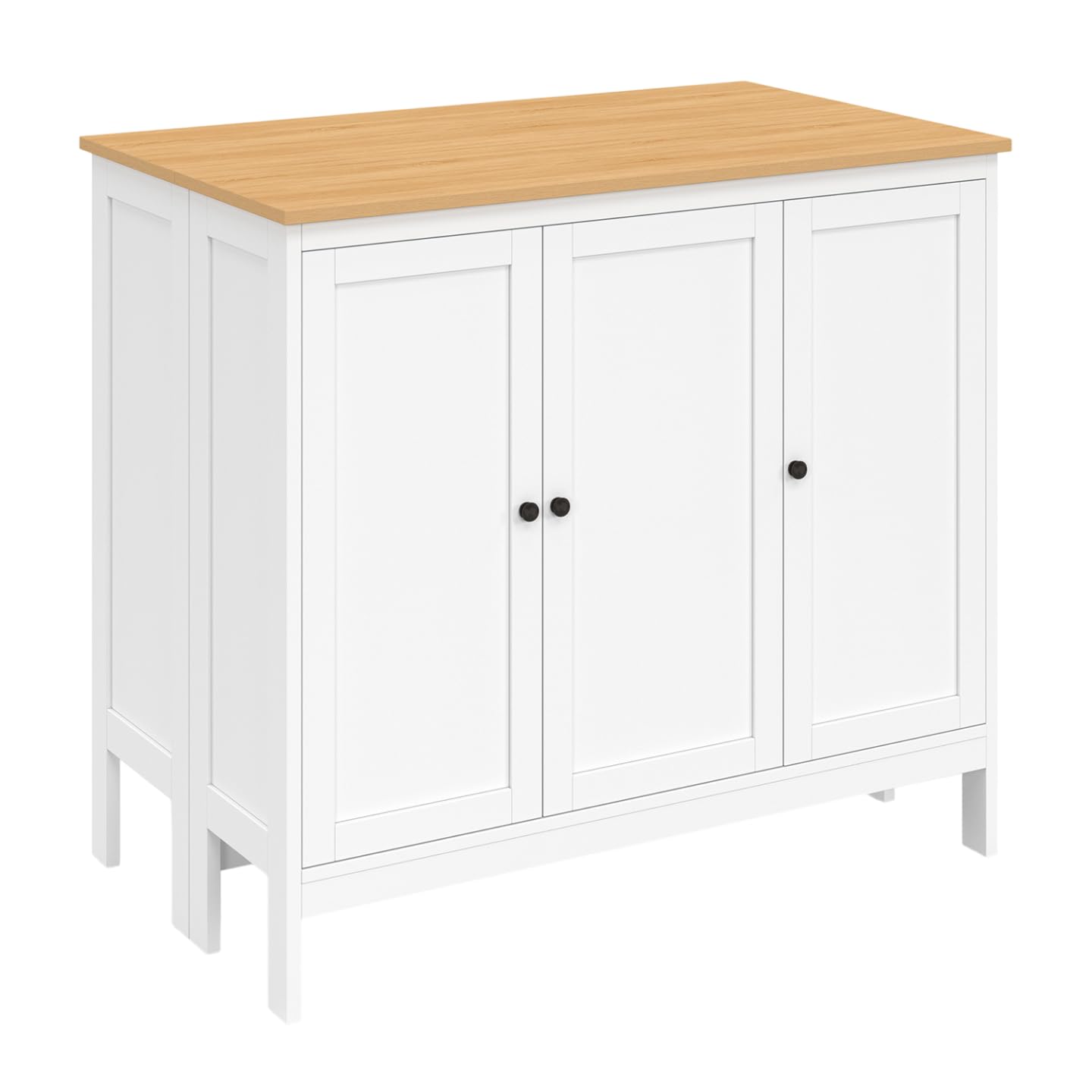 IDMarket – Conjunto de mesa de bar ilot Aquiles y 2 taburetes madera blanca bandeja forma haya