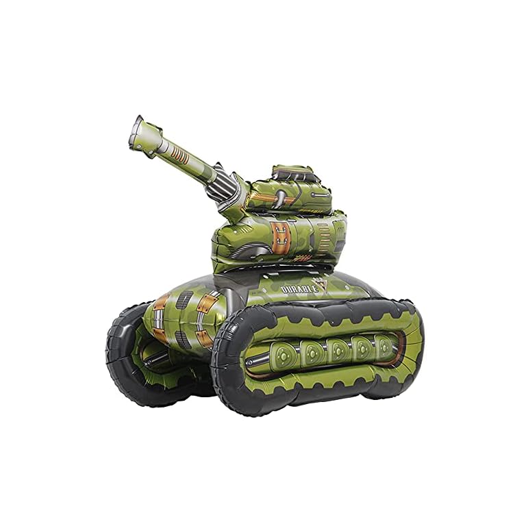 Self standing 4D Aluminum foil balloon toy armed forces digger engineering vehicle children birthday balloon decoration party decoration (3D Tank)