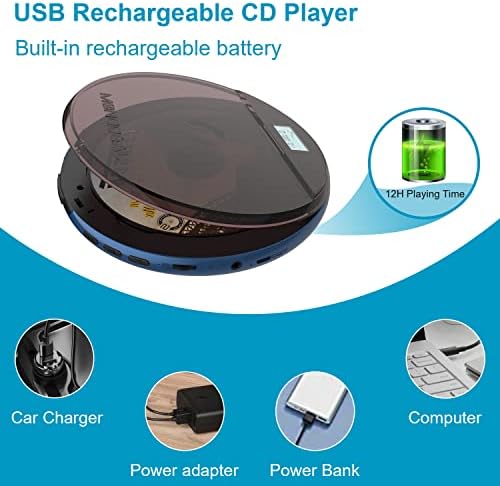 CD Player Portable, MONODEAL Portable CD Player for Car Anti-Skip Protection, Rechargeable Walkman CD Player with Headphones for Running & Traveling, Personal Compact CD Player for Seniors, Adult,Kids 6 51EF0TsFfCL. AC
