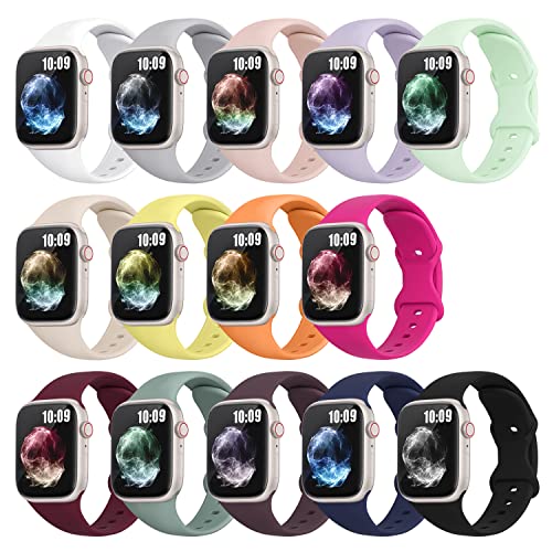 Enjoyselfhub 14Pack Bands Compatible with Apple Watch Band 41mm 40mm 38mm 49mm 45mm 44mm 42mm,Sport Soft Waterproof Silicone Straps for Apple Watch Series 9 8 7 6 5 4 3 2 1 SE Ultra 41/40/38mm Women Men