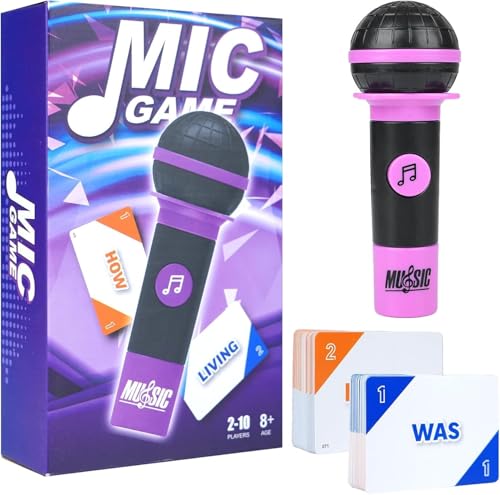 ZINBINK 2026 Grab that Mic Spiel, Grab Mic Party Game, Grab Your Mic Partyspiel, Drop The Mic Game, Familien-Karaoke-Spiel mit 125 Liedkarten, Fun Hilarious Games Night for 2-10 Spieler
