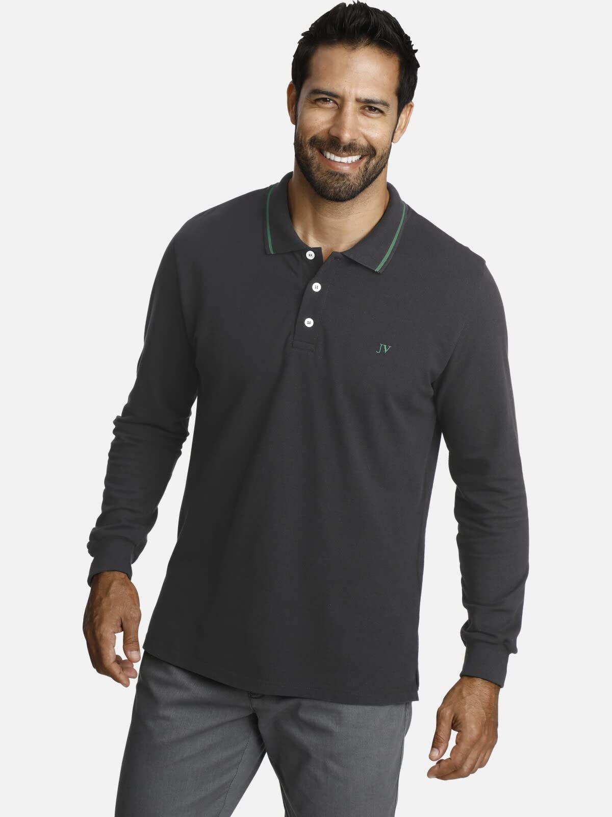 Jan Vanderstorm Herren Langarm-Poloshirt Ellis | | aus 100% Baumwolle | Longsleeve mit Polokragen | gerade geschnitten | große Größen in Gr. L-7XL