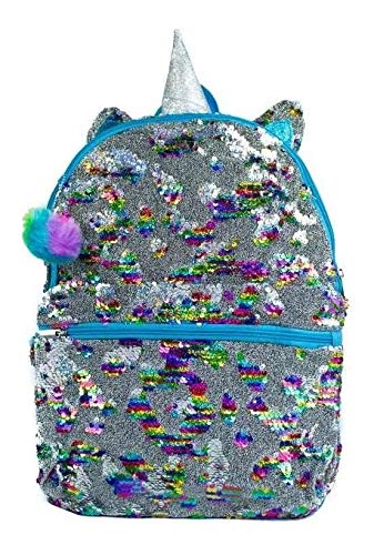 Mochila De Costas Unicornio Paete Prata Com Azul Clio Novo