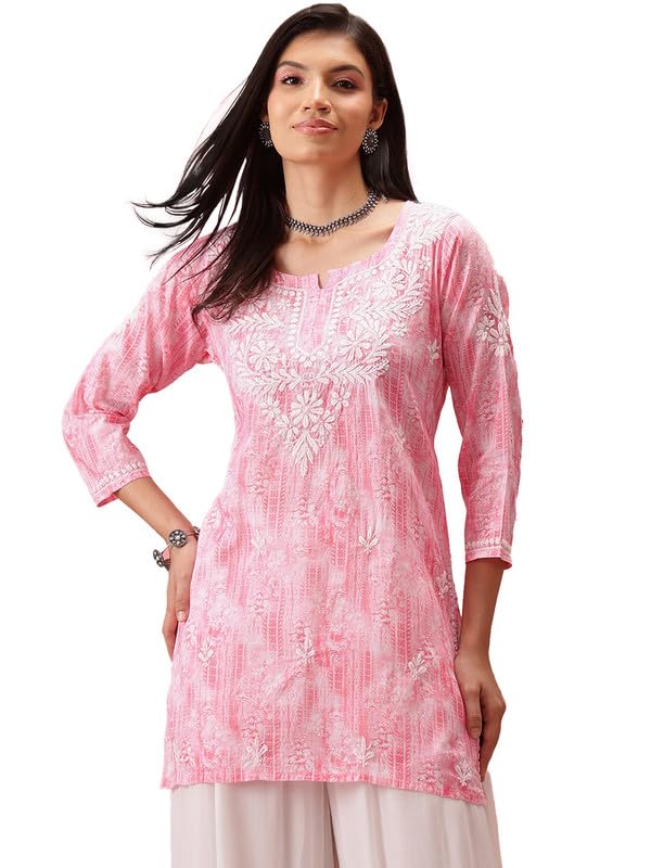 Image of Ada Hand Embroidered Lucknowi Chikankari Cotton Top for Women A911411
