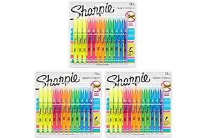 Sharpie 27145 Pocket Highlighters Chisel Tip Assorted Colors 12-Pack of 3