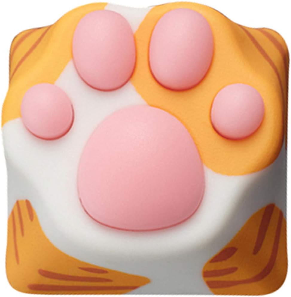 SYA ZOMOPLUS Cute Keycaps,Novelty Cat-Claws Keycap 3D Model OEM Profile Keyboard Keycaps Squishy-Paws Custom Key Caps for Cherry MX Switches Mechanical Gaming Keyboard(Orange1pcs)
