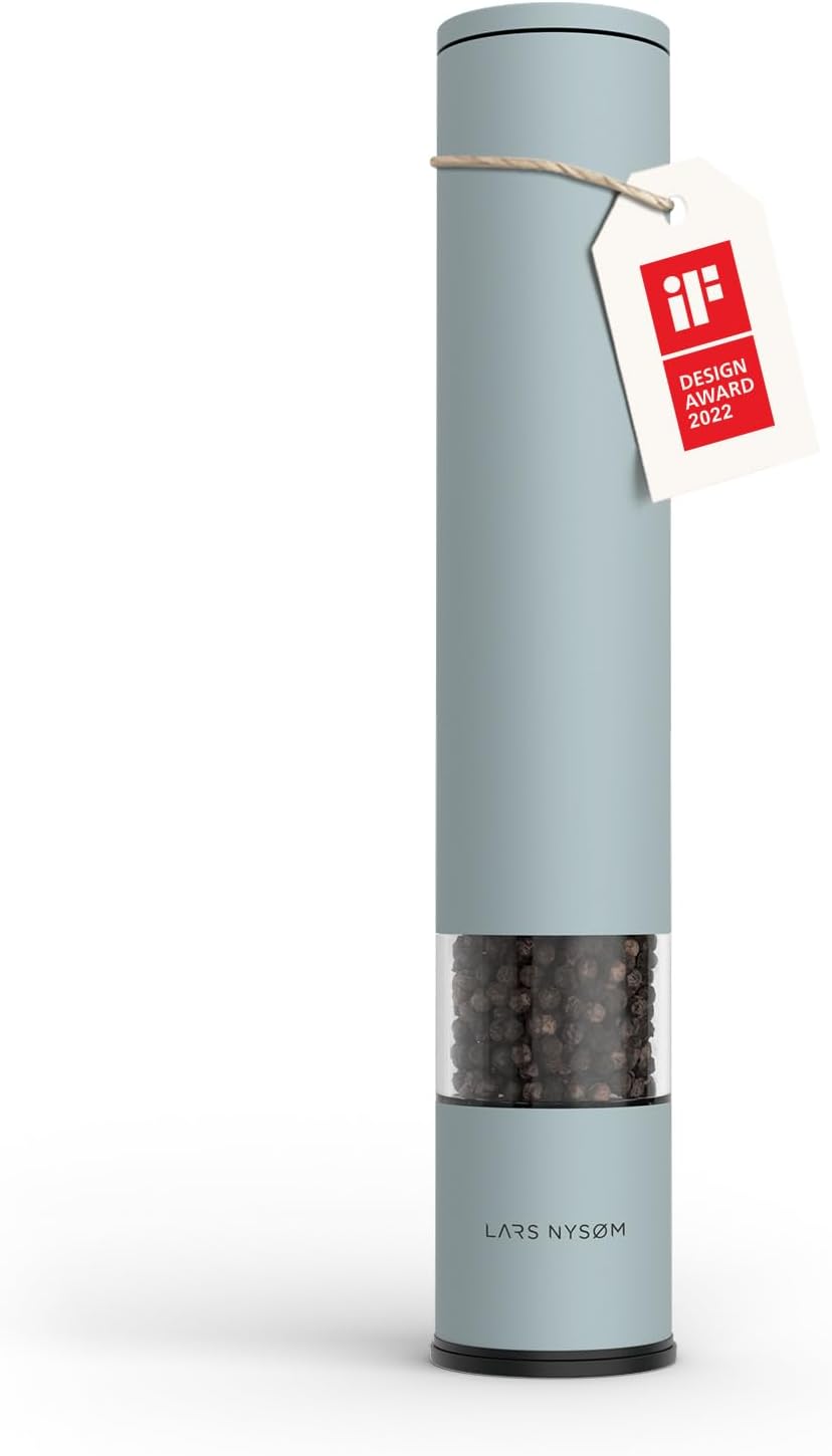 LARS NYSØM Salt Pepper Mill Manual with adjustable ceramic grinder from coarse to fine I Design Spice Mill (Sage Green)