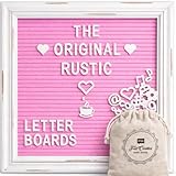 Pink Felt Letter Board Rustic White Wood Farmhouse Vintage Frame and Stand by Felt Creative Home Goods | 10