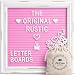 Pink Felt Letter Board Rustic White Wood Farmhouse Vintage Frame and Stand by Felt Creative Home Goods | 10"x10" Changeable Nursery Baby Announcement Board 350 White Alphabet Letters, Numbers, Emojis
