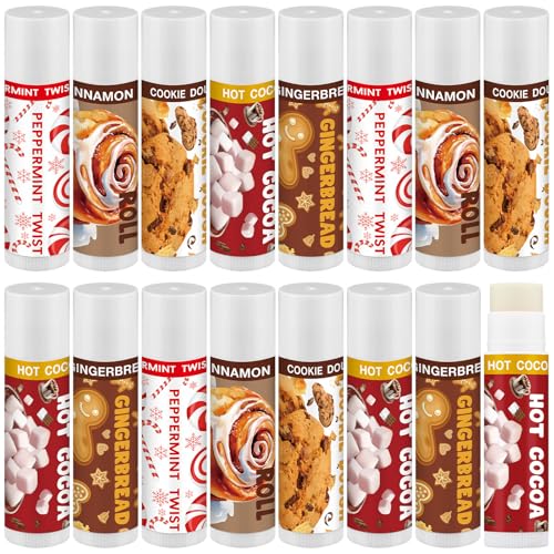 15pcs Christmas Lip Balm Bulk, Candy Cane Xmas Party Favors, Sweet