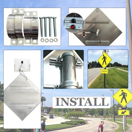 Semáforo LED, señal solar de cruce de peatones, advertencia de tráfico parpadeante para aceras y carreteras, aluminio duradero resistente a la intemperie, paquete de 2, sistema de alerta de seguridad