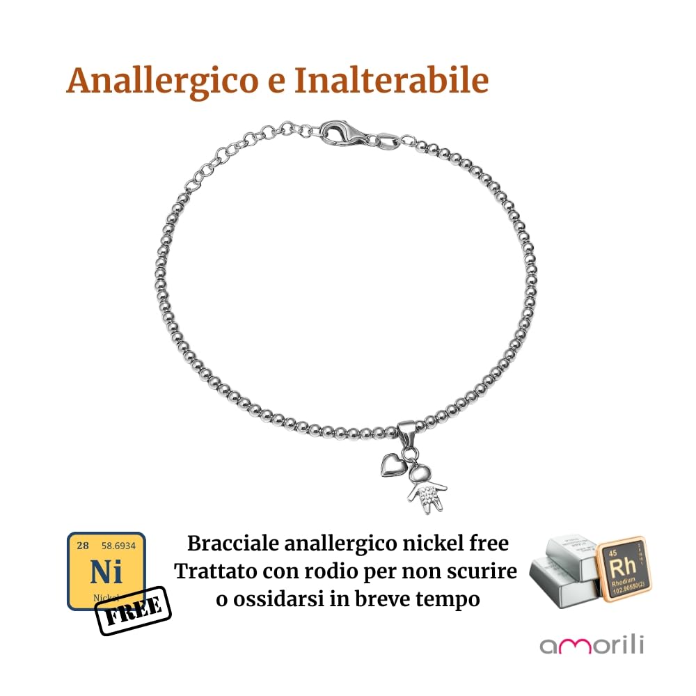 Bracciale Nascita Bebè Bambino Maschietto in Argento 925 con Zirconi | Gioiello Dolce per Futura Mamma | Braccialetto Elegante e Simbolico | Idea Regalo Nascita o Baby Shower bcc1565b