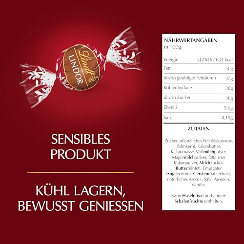 Lindt LINDOR Schokoladen Kugeln Double Chocolate | 1 kg Beutel, wiederverschließbar | ca. 80 Milch-Schokolade mit dunkler, zartschmelzenden Füllung | Großpackung, Pralinen-Geschenk