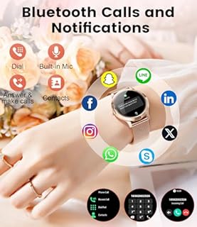 HIRREO Orologio intelligente da donna, 7,9 mm, sottile, 1,32", HD, AMOLED, elegante smartwatch in oro rosa, per iOS Android, ciclo mestruale, monitoraggio della salute, 100+ modalità sportive