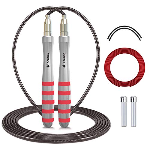 KALINCO Springseil, verstellbare Springseile für Fitness, gewichtetes Springseil für Kalorienverbrennung, Indoor- und Outdoor-Training, keine Schrauben, Autolocking Seil für Männer und Frauen (rot)