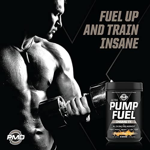 Pmd Sports Ultra Pump Fuel Insanity - Pre Workout Drink Mix For Energy, Strength, Endurance, Recovery - Complex Carbohydrates And Amino Energy - Tropical Orange Mango (30 Servings) #TOP2