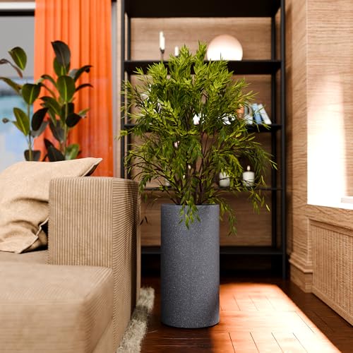 YUCCABE ITALIA FOXB CILIN Pots for Plants Highly Durable Polymers Lightweight Indoor Outdoor Plant Pots (Grey, 24 Inch)