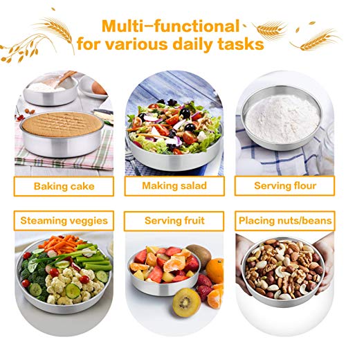 Teamfar 9½ Inch Cake Pan, 3 Pcs Round Tier Cake Pans Set Stainless Steel For Baking Steaming Serving, Perfect For Birthday Wedding Celebrations, Healthy & Sturdy, Mirror Finish & Dishwasher Safe #TOP3