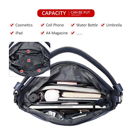 Image of Realer Hobo Crossbody Bags for Women Designer Faux Leather Hobo Handbags Retro Large Size Shoulder Bag Bucket Purse