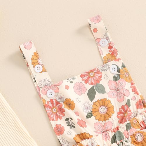 Image of Toddler Baby Girl Summer Clothes Kids Short Sleeve Solid T-Shirt Ruffle Daisy Skirts Overalls Dress Outfit 18M-6T