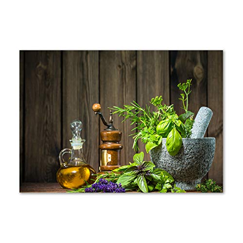 Dosseret en verre 100x70cm Tulup fond de hotte cuisine splashback guard herbes mortier vert