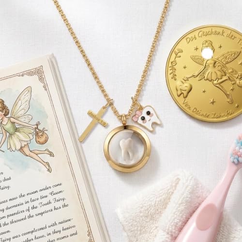 Image of PARTNER Meaningful Tooth Fairy Gifts for Women First Lost Tooth Keepsake for Celebration & Reward with Message Card Milestone Jewelry Gift from Toothfairy