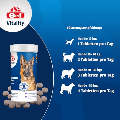 8in1 Glucosamin Tabletten - zur Nahrungsergänzung bei ausgewachsenen und älteren Hunden, 1 Dose (55 Tabletten)