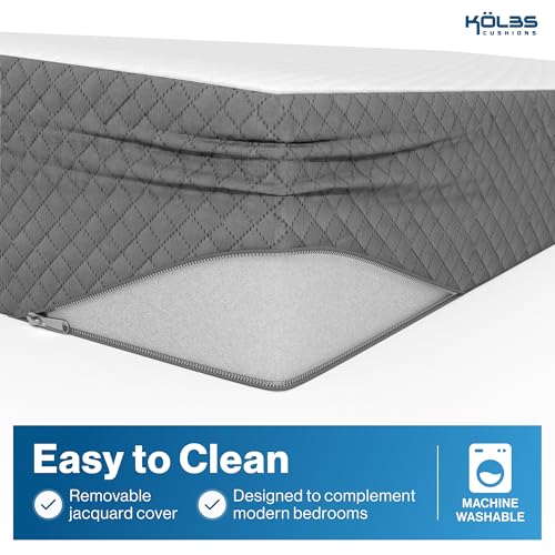 Image of Kolbs Bed Wedge Pillow for Sleep Apnea, Acid Reflux and Back Pain Relief, Anti Snore Pillow, Memory Foam Wedge Cushion with Chic Jacquard Cover - Headboard Wedges for Sleeping (5 inch Gentle Incline)