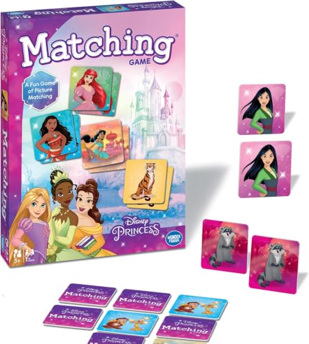 Image of Wonder Forge Disney Princess Matching Game - Fun Memory Game for Kids Ages 3 and Up - Toddler Learning Toy Featuring Belle,Ariel,and Elsa-and More Disney Princesses - Packaging May Vary,(Pack of 6)