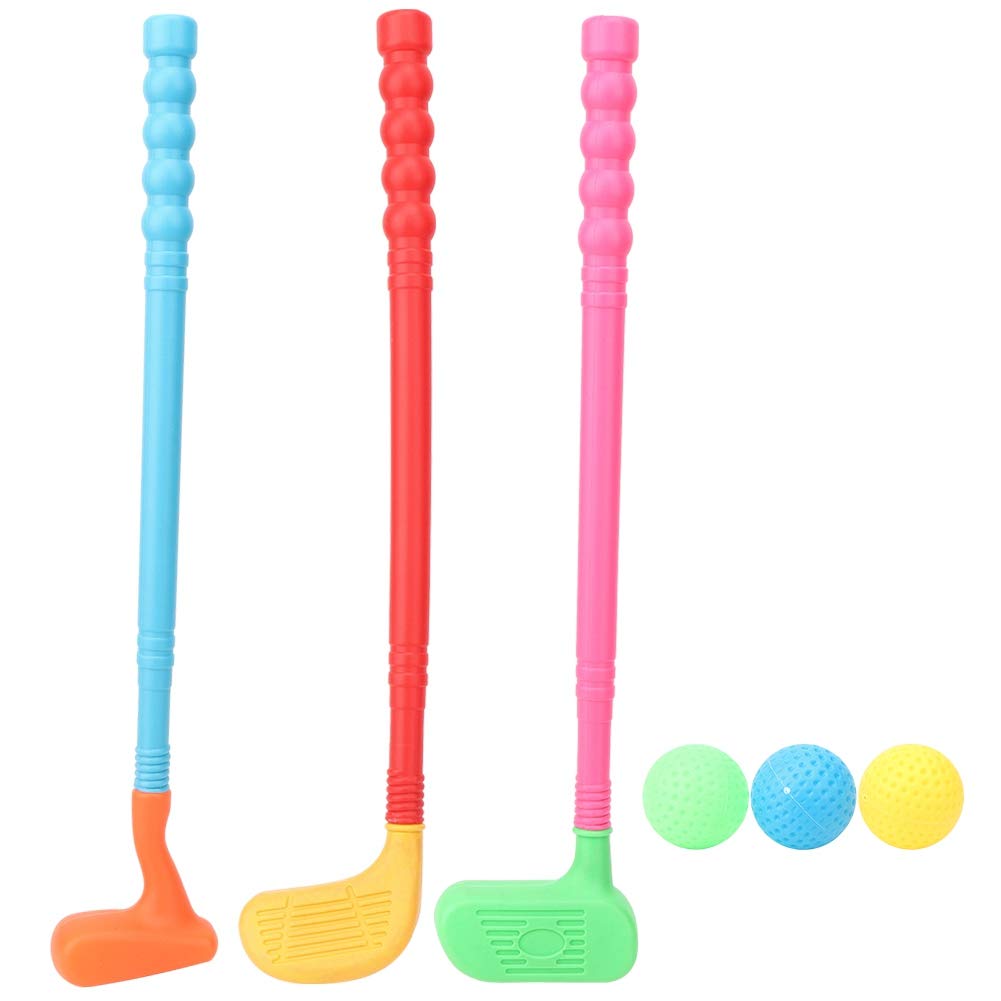 BSTCAR 3 Pack Toy Golf Sets Early Educational Toy Plastic Golf Club Active Game for Kids Indoor Outdoor Playing