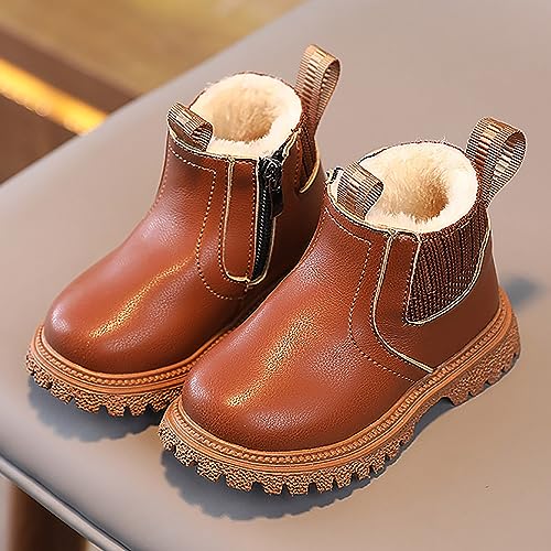 IWIHMIV Infant Winter Shoes Girls Waterproof Boots Side Zipper Ankle Booties for Toddler Fleece Snow Ankle Boots4