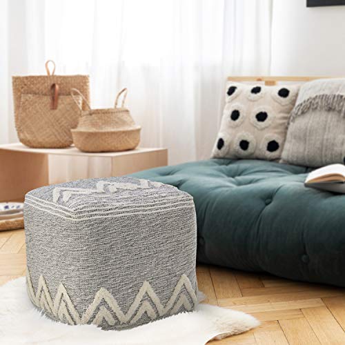 Lr Home Modern Tufted Geometric Peaks Pouf, Gray/White, 16" X 16" X 16" #TOP4
