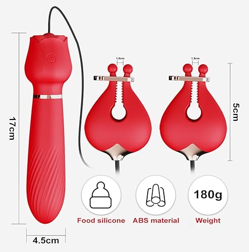 Miniatura 9 de Rose Electric Pezón Clip Saltar Huevo, 10 Frecuencia Vibración Hembra Pezón Clip Massager, Vibrador Femenino, Adulto Erótico Sexo Productos