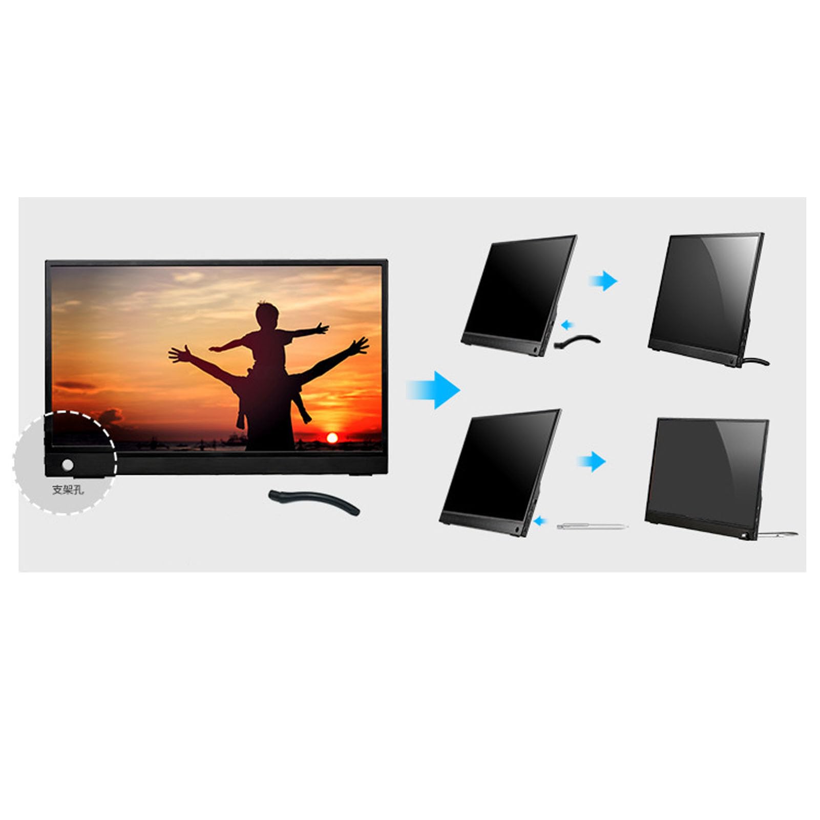 Przenośny Monitor 15,6 Cala, 1080P FHD USB C HDMI Wyświetlacz Komputerowy HDR IPS Ultra Cienki Monitor Zewnętrzny z Etui Magnetycznym do Konsoli Konsoli Telefonu,