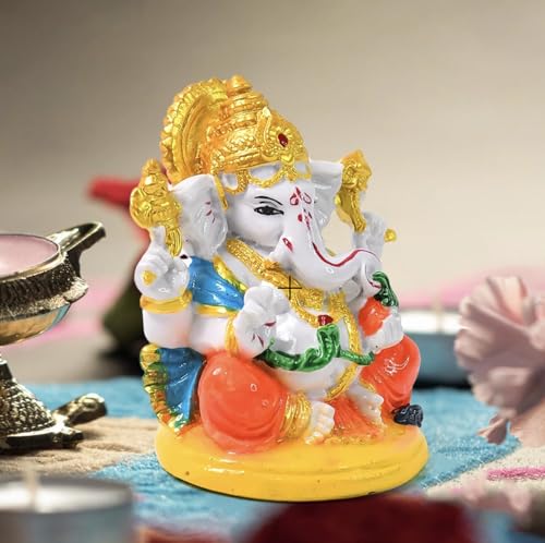 Image of PremiumAV Lord Ganesha Idol for Home Temple Decor | Ganpati Bappa Murti Showpiece for Gift | Decorative Ganesh Statue (1 Pc)