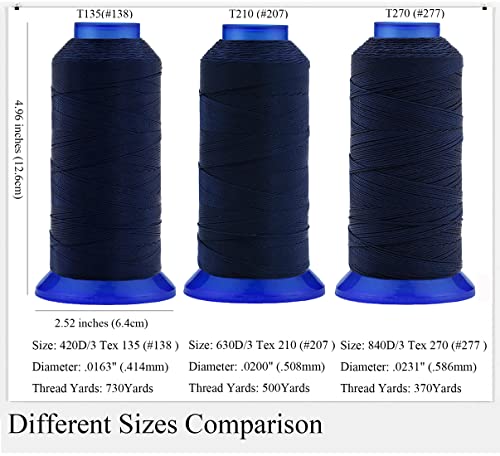 Hilo de poliéster Selric Tex 210 para costura 500 yardas azul marino miniatura 2
